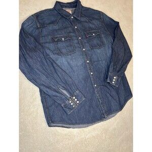 Levi's Denim Shirt Mens XXL Pearl Snap Button Western Trucker Modern Fit